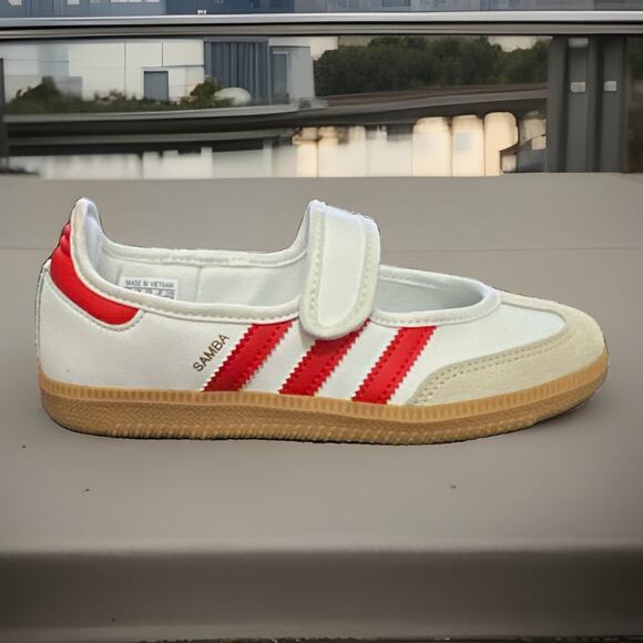 adidas Shoes - New Women's Size 7.5 Adidas Samba Mary Jane White Red JR7435 Kids Size 6